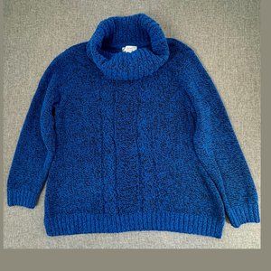 CJ Banks Cozy Sweater Blue Plus‎ 1X Turtleneck Long Sleeve Cotton & Polyester